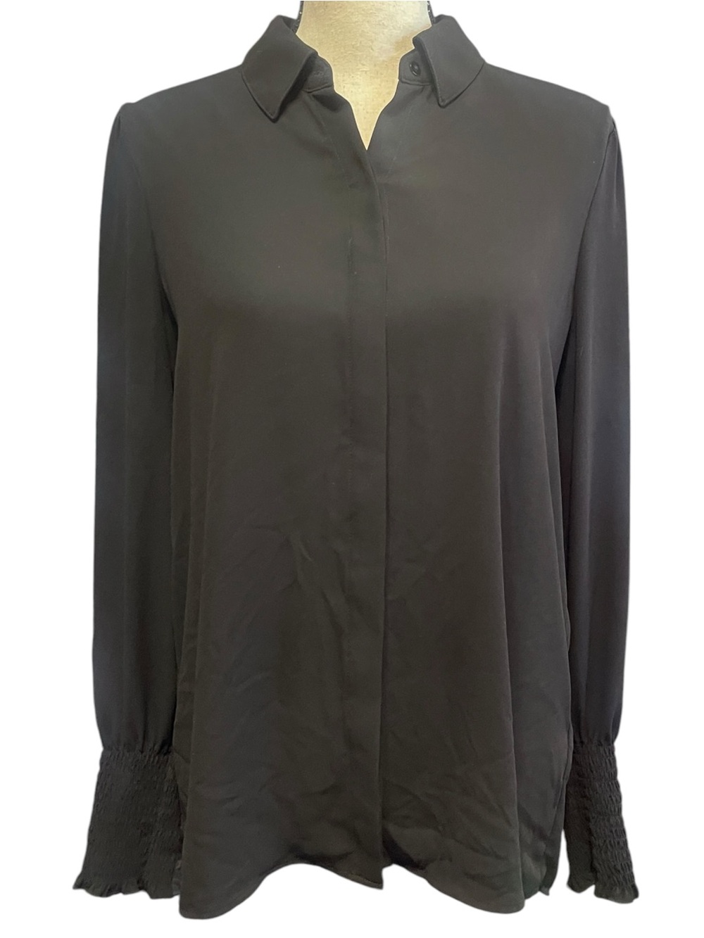 Express Sheer Black Button Down Business Office Professional Blouse Women's M
